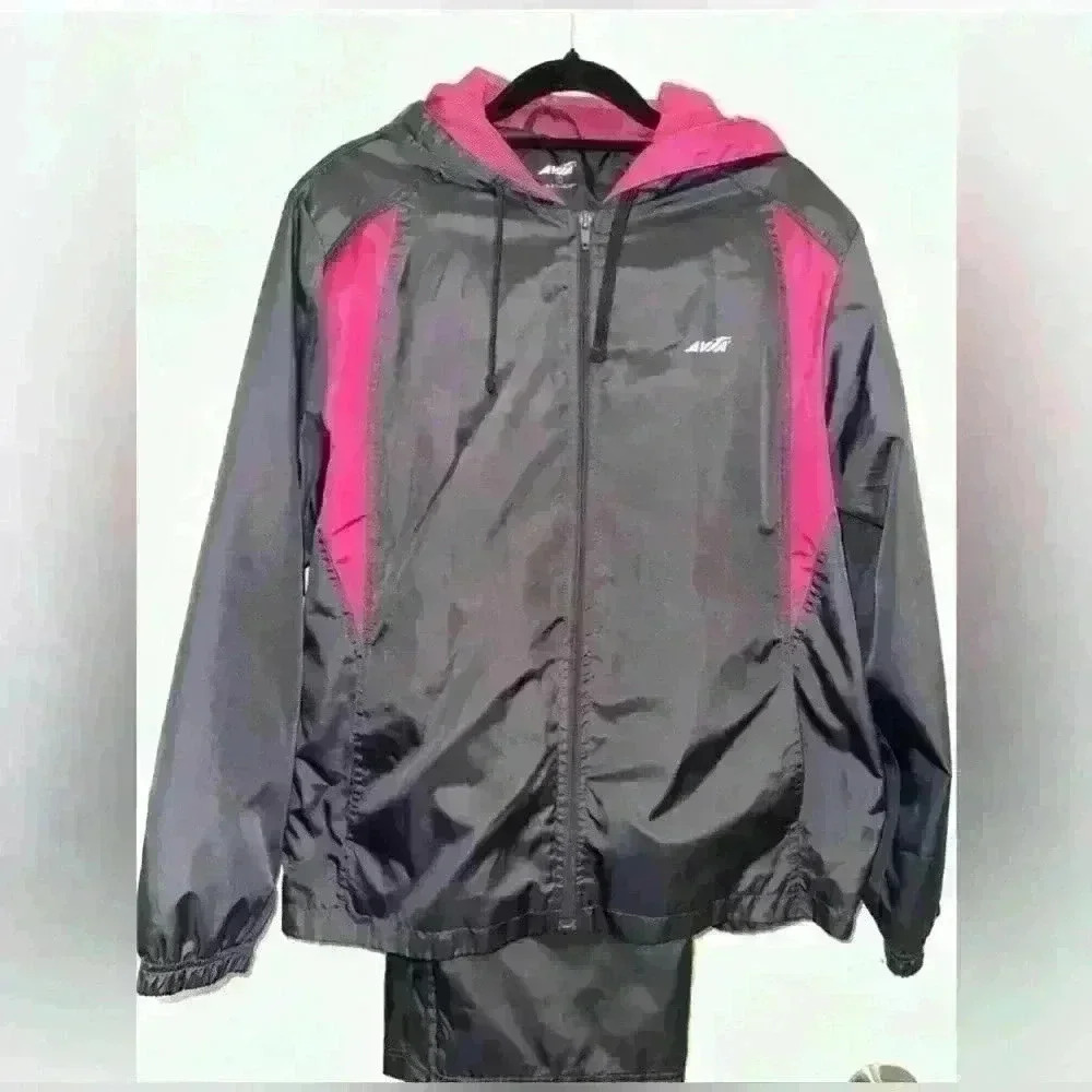 AVIA hot pink and black Track suit Jacket / Windbreaker / suit- Made In USA
